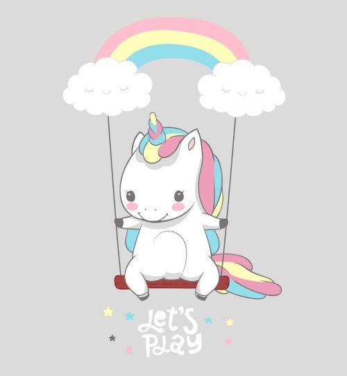 Cute Unicorn Pictures - Cute Rainbow Unicorn on Swing