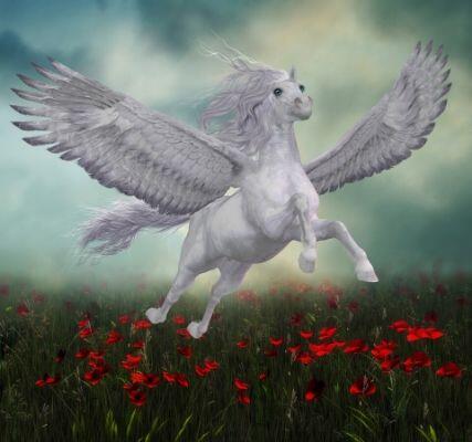 Pegasus Names - Pegasus Flying over Flowers