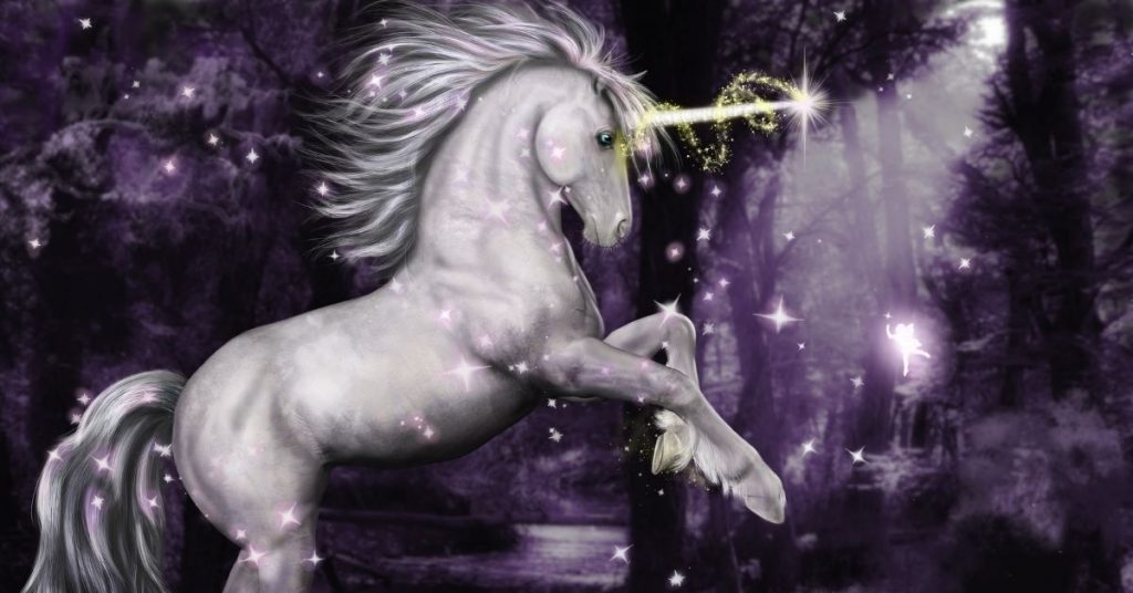The Origin of the Unicorn Myth - A White Unicorn Rearing Up at Night