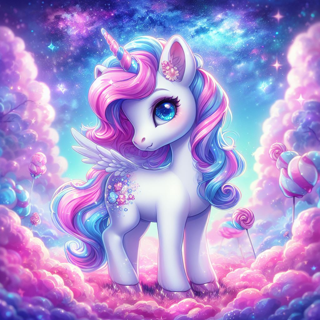 Cotton Candy Unicorn in a Cotton Candy Forest