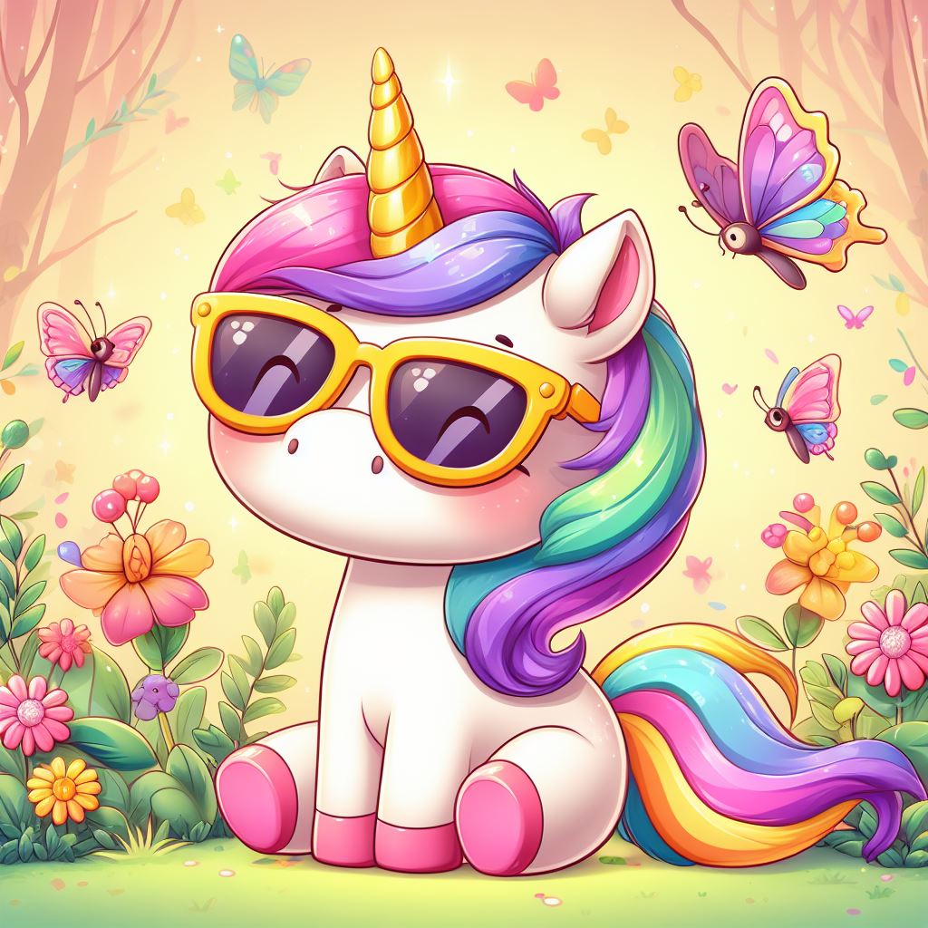 Cute Rainbow Unicorn with Sunglasses