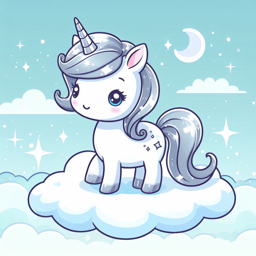 Cute Starlight Unicorn on a Cloud