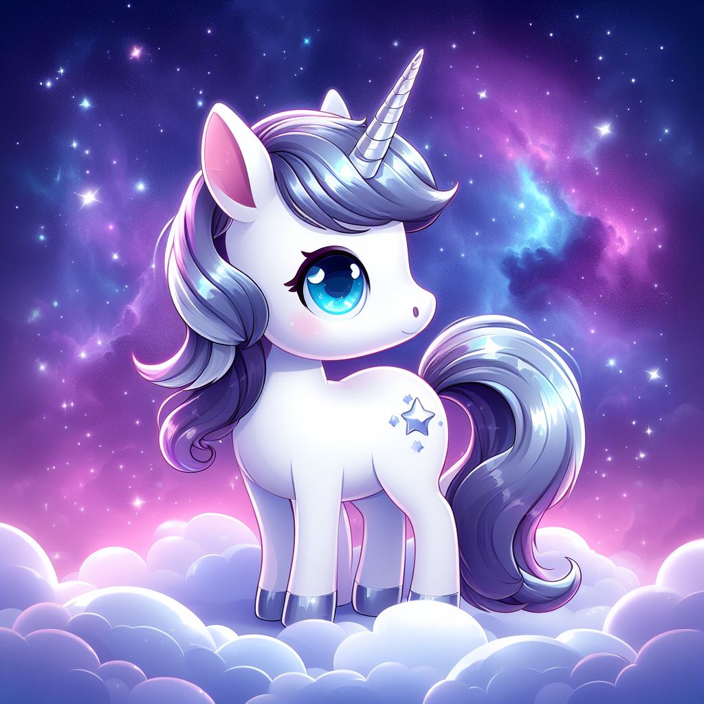 Cute Starlight Unicorn in the Clouds