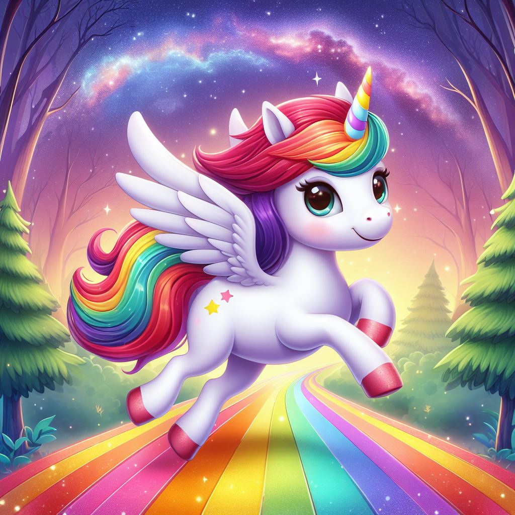 Unicorn Running the Rainbow Road