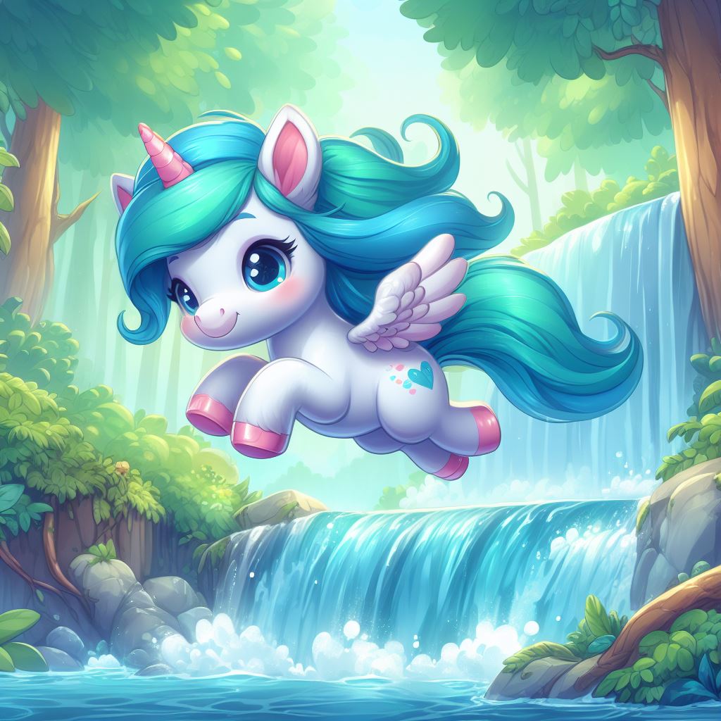 Cute Winged Waterfall Unicorn