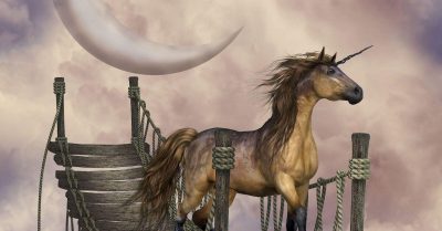 Unicorn Poems - A Unicorn on a Magical Bridge by Moonlight
