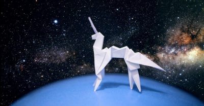 Unicorn Zodiac Sign - Origami Unicorn Looking at Star Sky